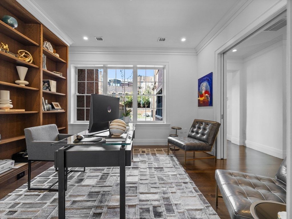 Home Office, Interior, Recessed Lighting, Wood Texture Flooring