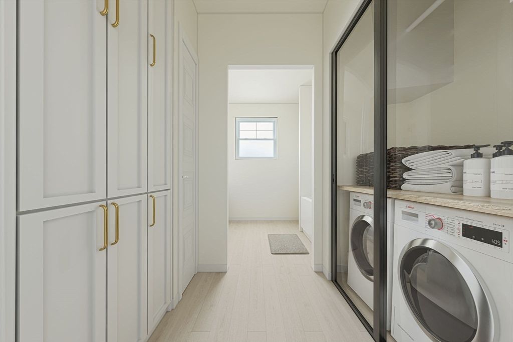 Interior, Washer, Wood Texture Flooring
