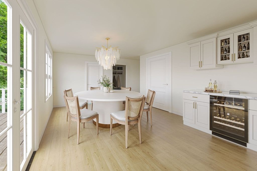 Chandelier, Dining room, Interior, Wood Texture Flooring