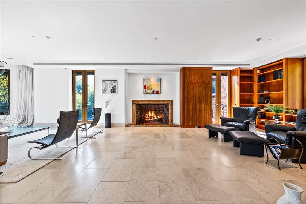 Dining room, Fireplace, Interior, Recessed Lighting