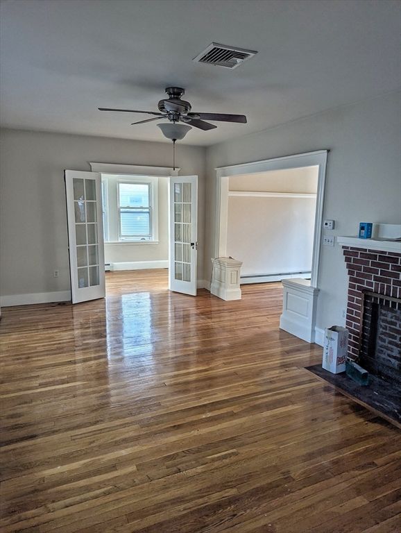 Empty room, Fireplace, Interior, Wood Texture Flooring