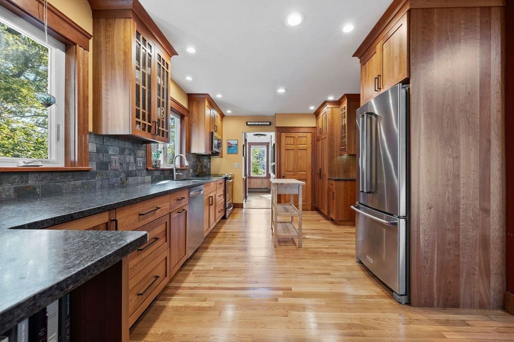 Interior, Kitchen, Recessed Lighting, Wood Texture Flooring