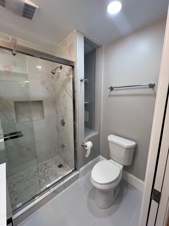 Bathroom, Glass Shower, Interior, Marble Walls, Recessed Lighting