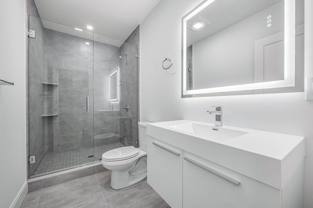 Bathroom, Glass Shower, Interior, Recessed Lighting