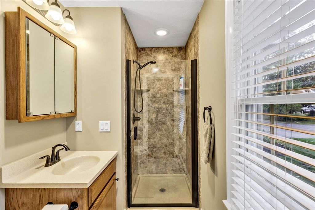 Bathroom, Glass Shower, Interior, Recessed Lighting