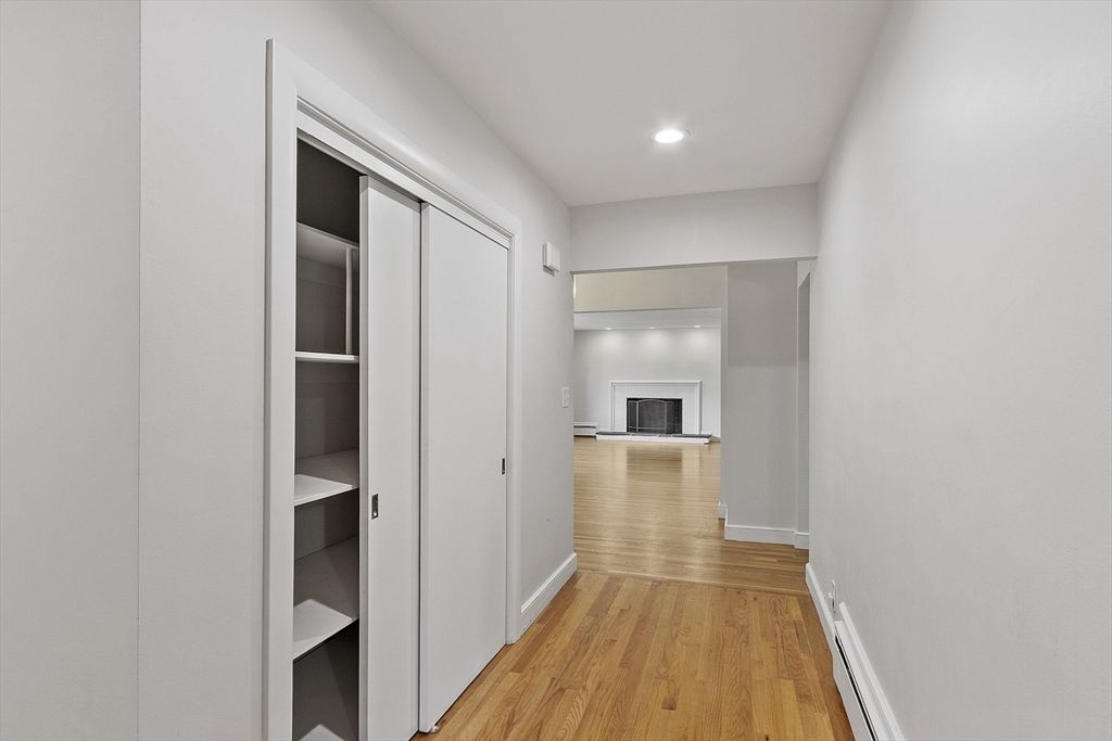 Fireplace, Interior, Recessed Lighting, Wood Texture Flooring