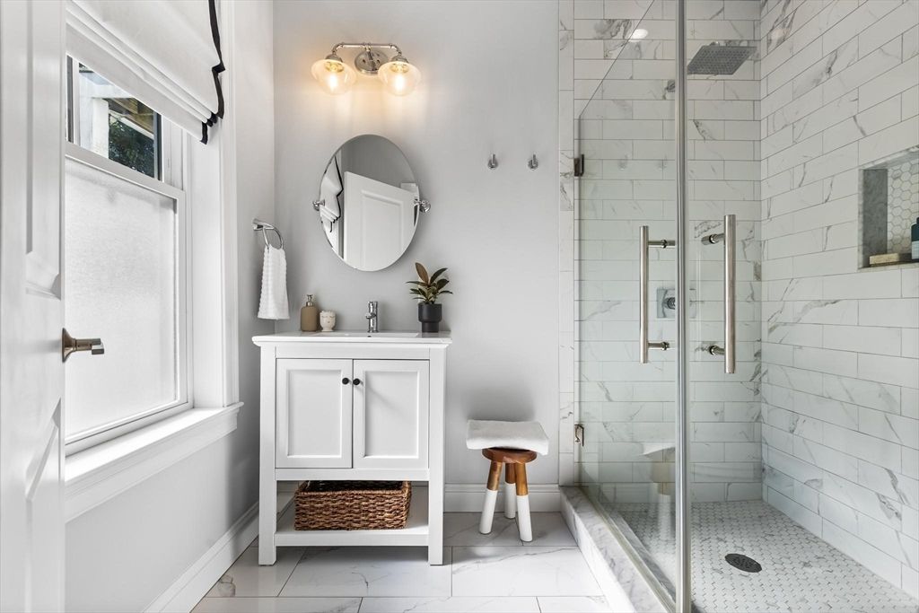 Bathroom, Glass Shower, Interior, Marble, Marble Walls