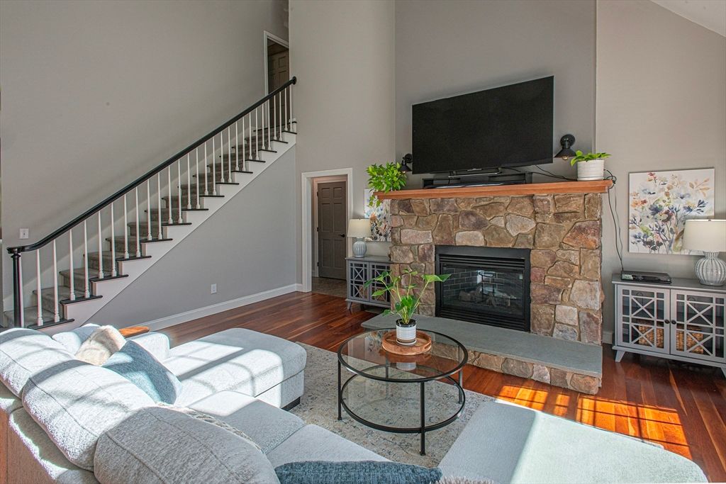 Fireplace, Interior, Living room, Wood Texture Flooring
