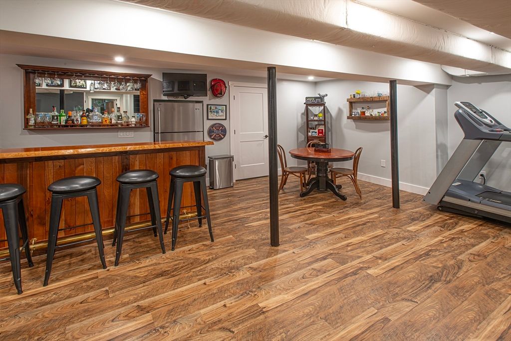 Dining room, Interior, Recessed Lighting, Wood Texture Flooring