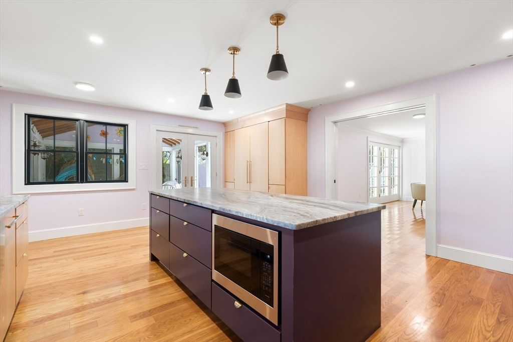 Interior, Kitchen, Pendant Lights, Recessed Lighting, Wood Texture Flooring