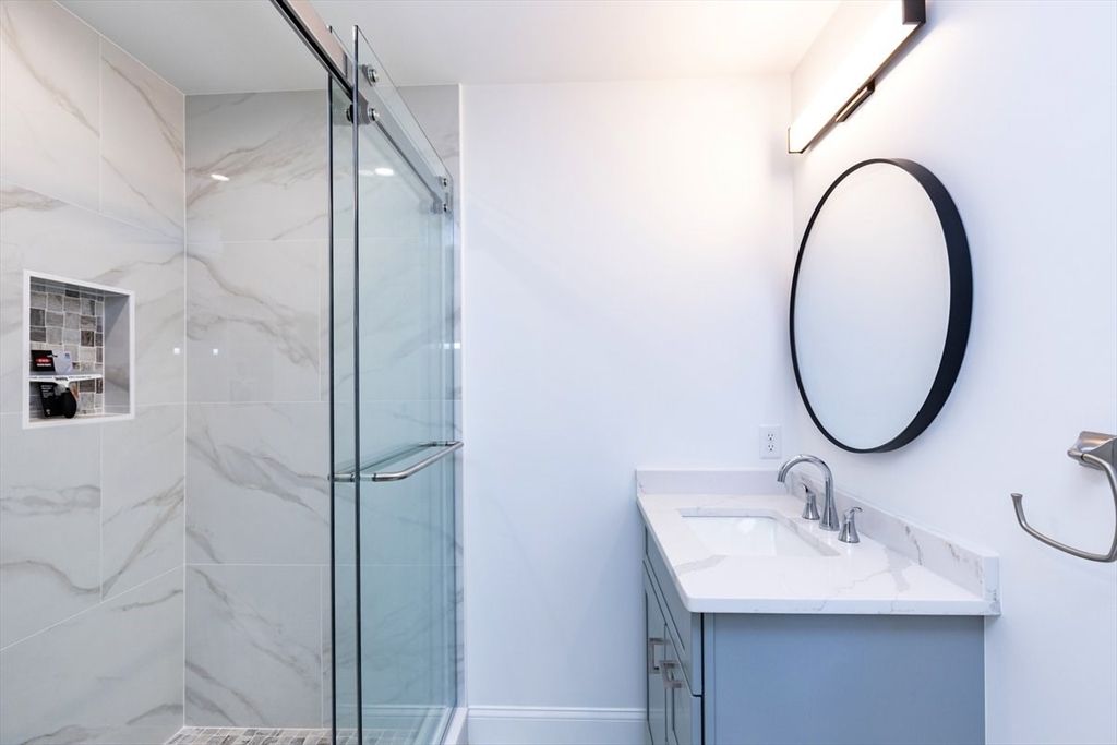 Bathroom, Glass Shower, Interior, Marble Walls