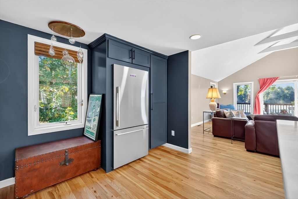 Interior, Kitchen, Living room, Recessed Lighting, Stainless Steel Appliances, Wood Texture Flooring