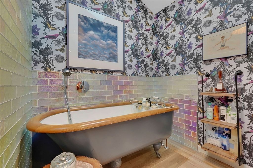 Bathroom, Free Standing Baths, Interior, Wood Texture Flooring