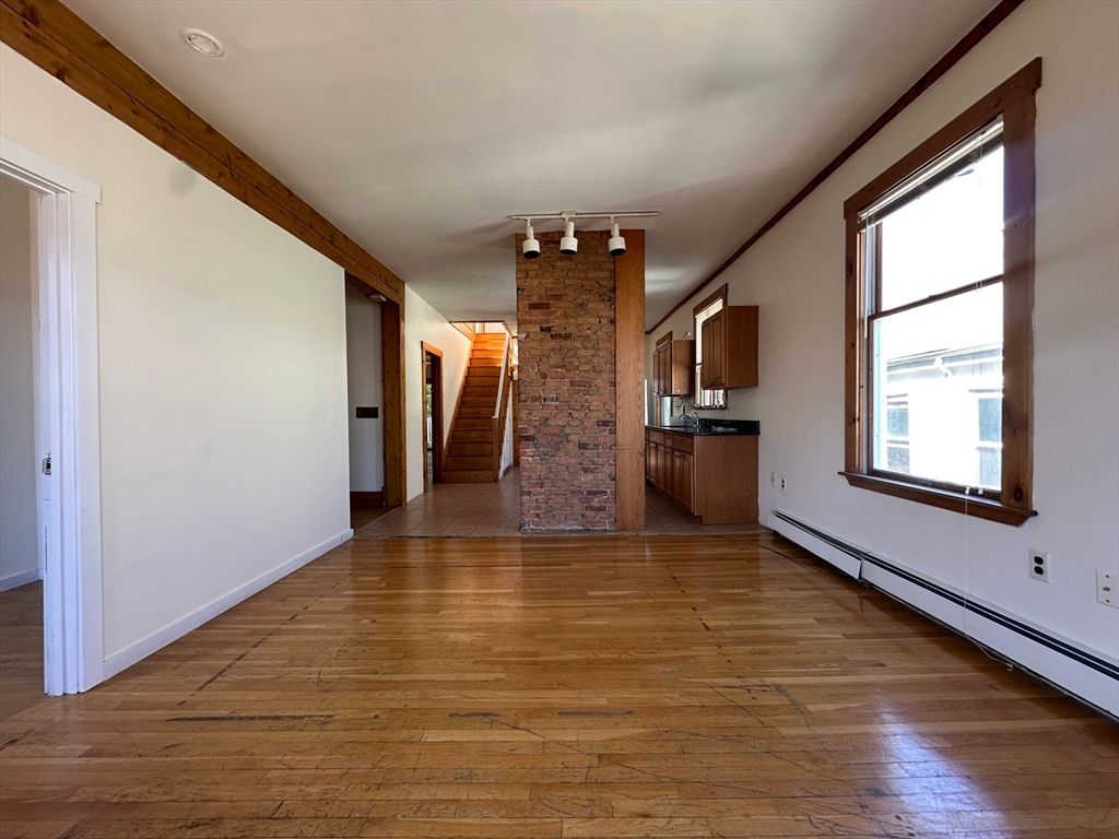 Empty room, Interior, Stone Walls, Wood Texture Flooring