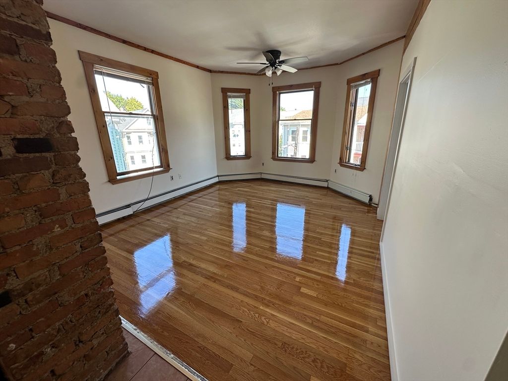 Empty room, Interior, Stone Walls, Wood Texture Flooring