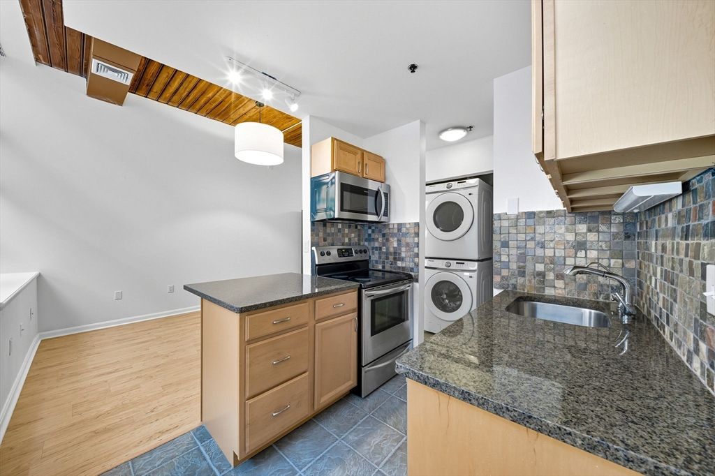 Interior, Kitchen, Stainless Steel Appliances, Washer, Wood Texture Flooring