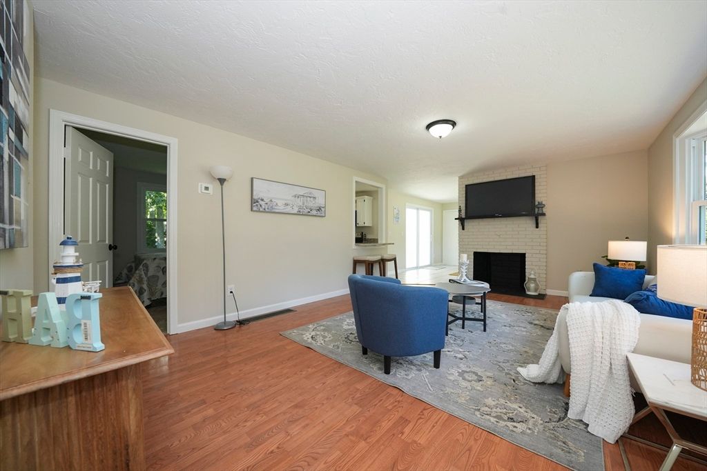 Fireplace, Interior, Living room, Stone Walls, Wood Texture Flooring
