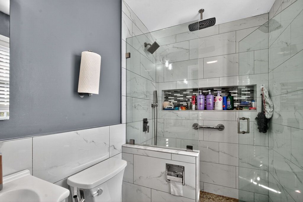 Bathroom, Glass Shower, Interior, Marble Walls