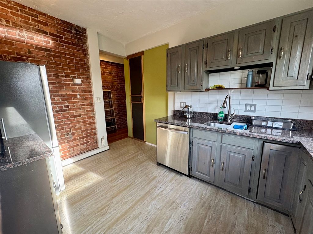 Interior, Kitchen, Stone Walls, Wood Texture Flooring