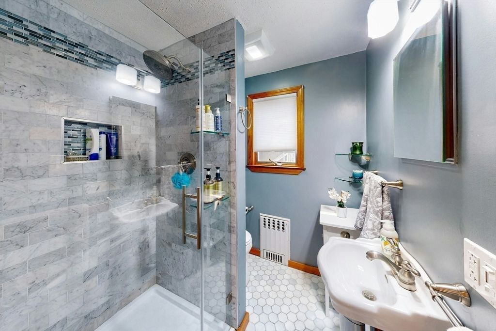 Bathroom, Glass Shower, Interior, Marble Walls