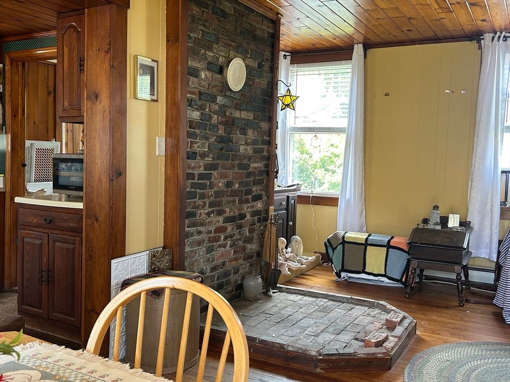 Fireplace, Interior, Stone Walls, Wooden Ceilings, Wood Texture Flooring