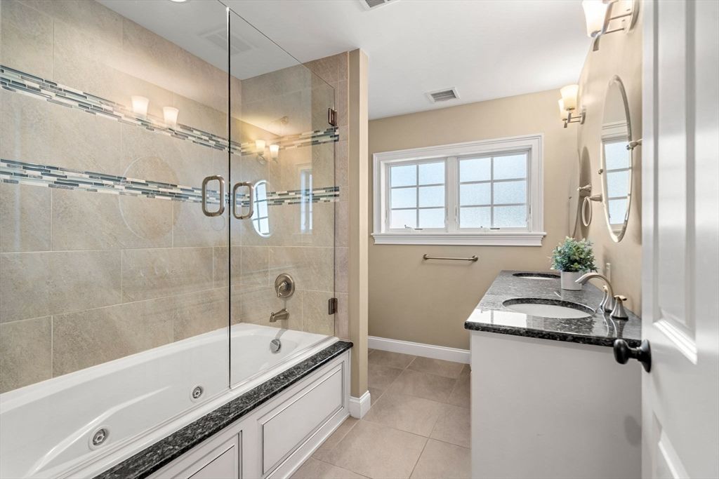 Bathroom, Dual Sink Vanities, Glass Shower, Interior