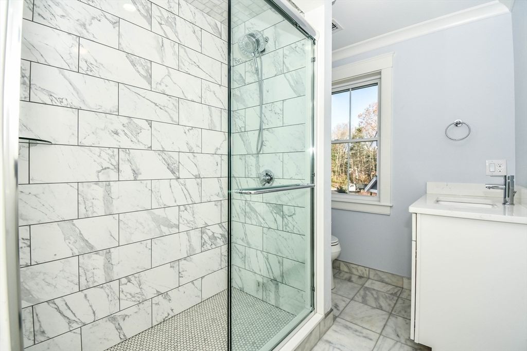 Bathroom, Glass Shower, Interior, Marble, Marble Walls