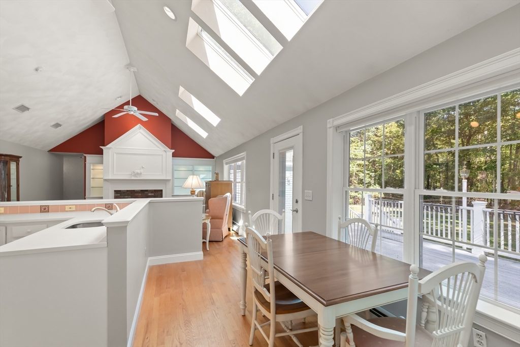 Dining room, Fireplace, Interior, Wood Texture Flooring