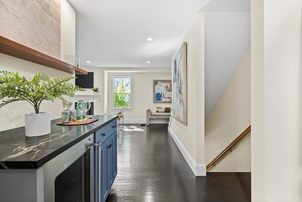Fireplace, Interior, Recessed Lighting, Wood Texture Flooring