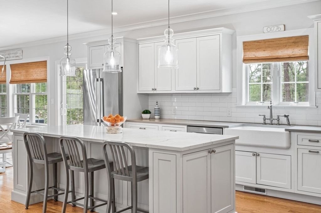 Interior, Kitchen, Pendant Lights, Recessed Lighting, Wood Texture Flooring