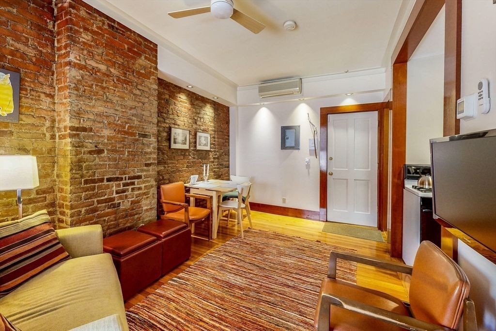 Home Office, Interior, Recessed Lighting, Stone Walls, Wood Texture Flooring