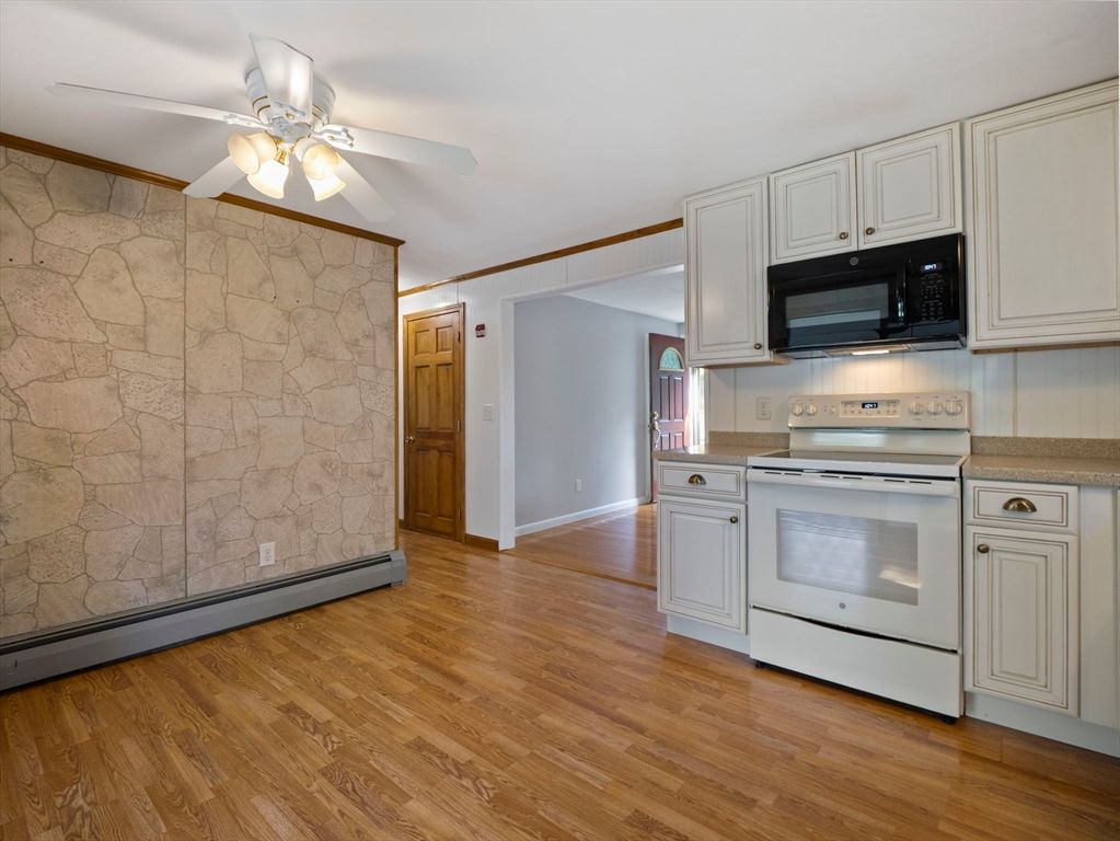 Interior, Kitchen, Stainless Steel Appliances, Stone Walls, Wood Texture Flooring