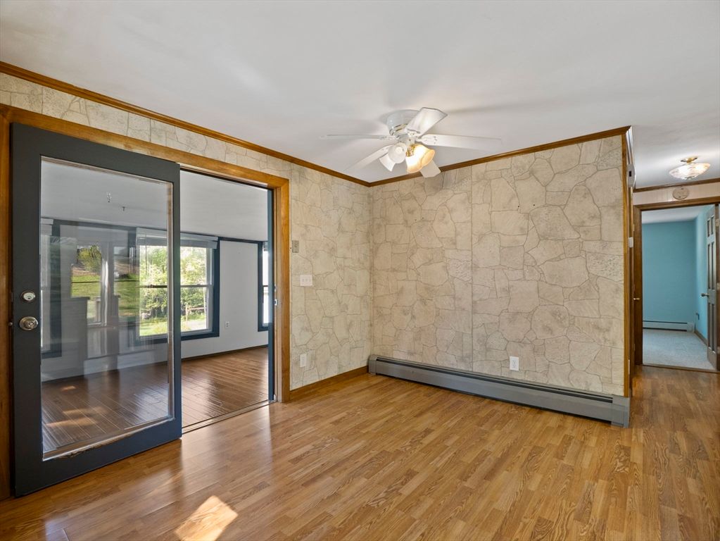 Empty room, Interior, Stone Walls, Wood Texture Flooring