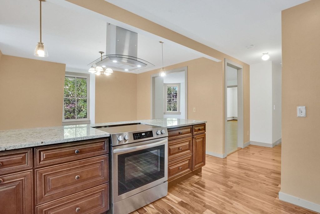 Interior, Kitchen, Pendant Lights, Stainless Steel Appliances, Wood Texture Flooring
