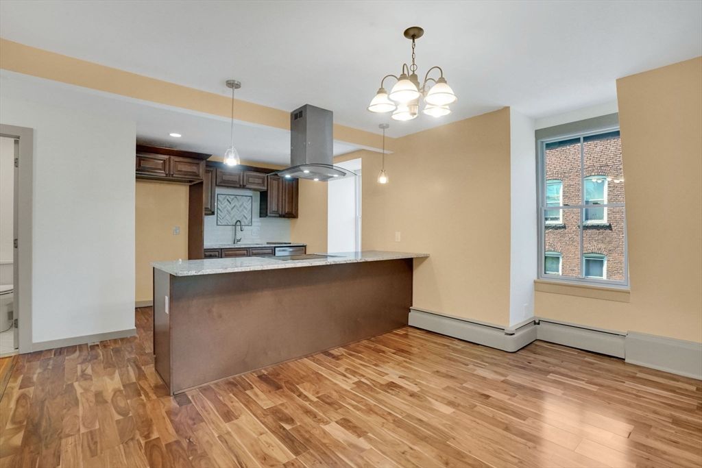 Interior, Kitchen, Pendant Lights, Recessed Lighting, Wood Texture Flooring