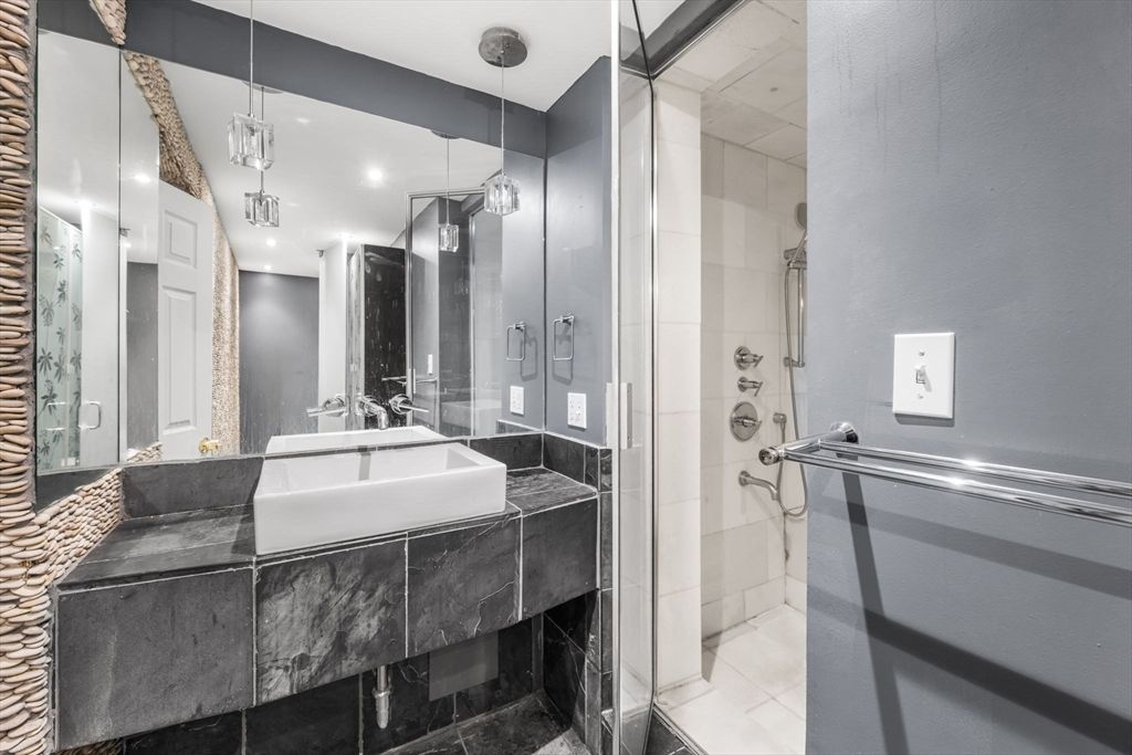 Bathroom, Glass Shower, Interior, Pendant Lights, Recessed Lighting