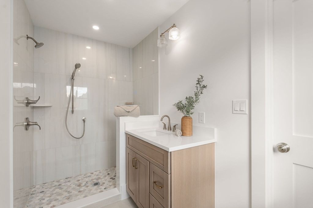 Bathroom, Glass Shower, Interior, Recessed Lighting