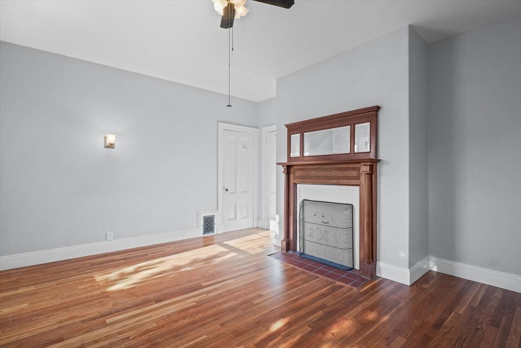 Empty room, Fireplace, Interior, Wood Texture Flooring