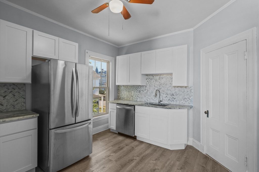 Interior, Kitchen, Stainless Steel Appliances, Wood Texture Flooring