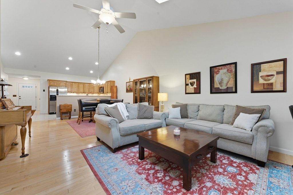 Interior, Kitchen, Living room, Recessed Lighting, Stainless Steel Appliances, Wood Texture Flooring