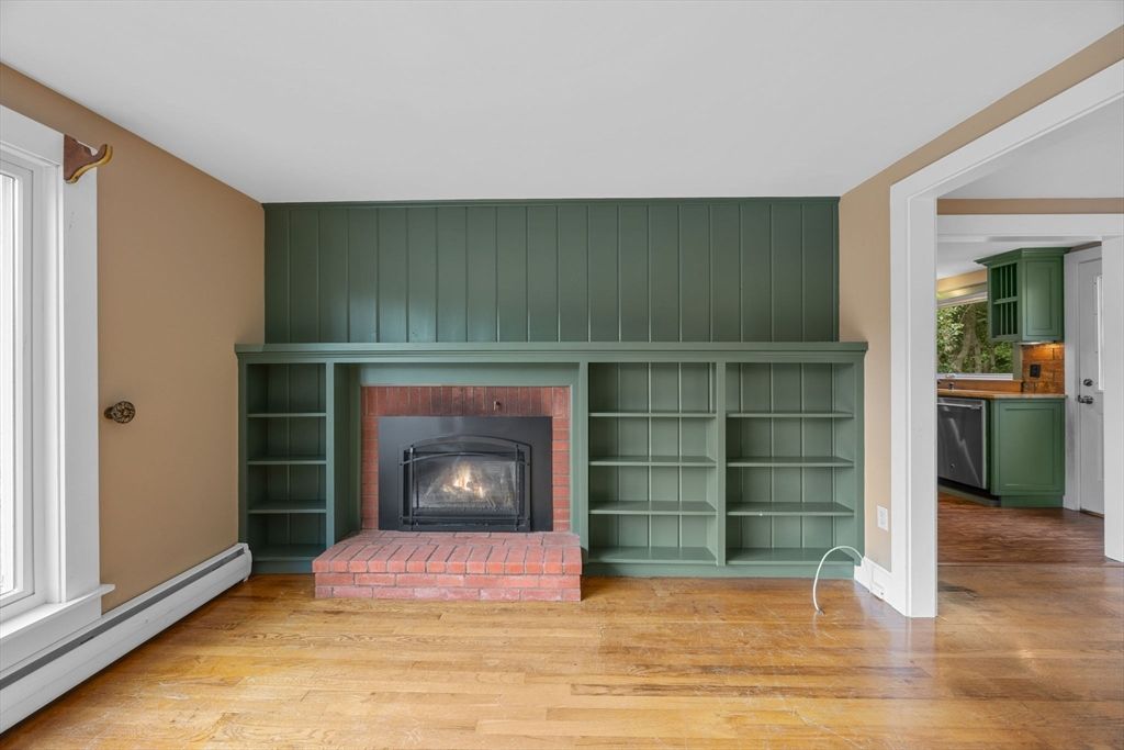 Fireplace, Interior, Wood Texture Flooring