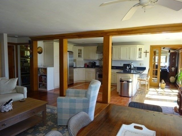 Dining room, Interior, Kitchen, Living room, Stainless Steel Appliances, Wood Texture Flooring