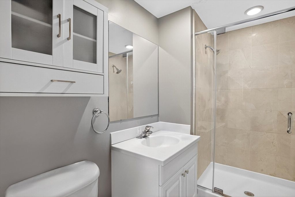 Bathroom, Glass Shower, Interior, Recessed Lighting
