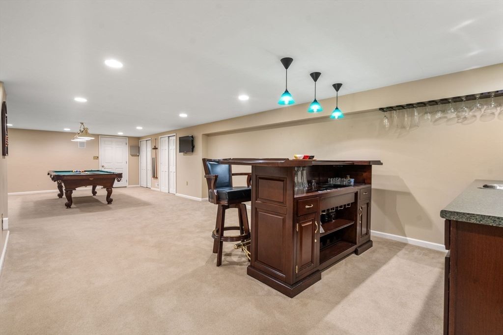 Billiard Table, Game Room, Interior, Pendant Lights, Recessed Lighting