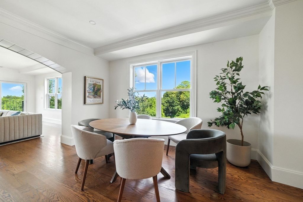 Dining room, Interior, Recessed Lighting, Wood Texture Flooring