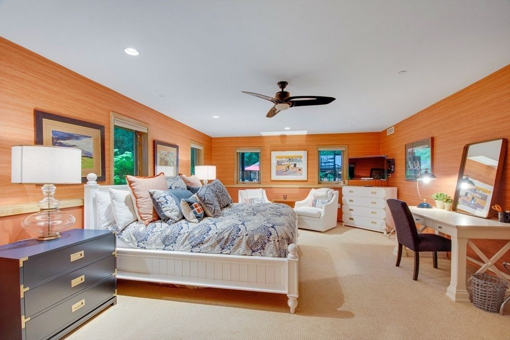 Bedroom, Home Office, Interior, Recessed Lighting, Wooden Walls