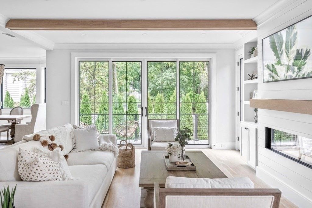 Dining room, Fireplace, Interior, Living room, Wooden Beams, Wood Texture Flooring