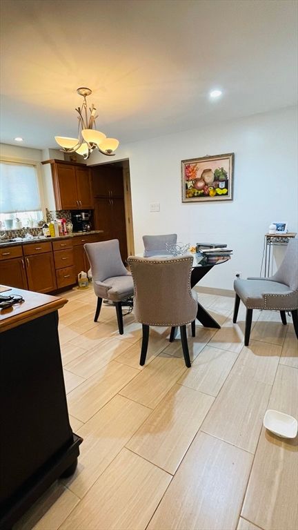 Dining room, Interior, Kitchen, Recessed Lighting, Wood Texture Flooring