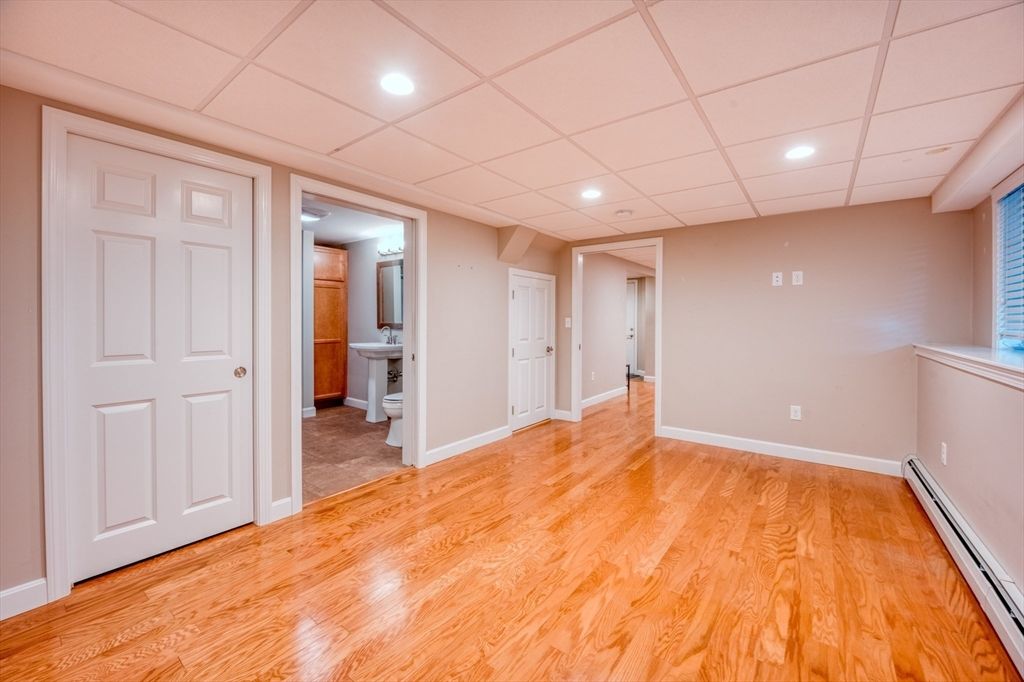 Bathroom, Empty room, Interior, Recessed Lighting, Wood Texture Flooring