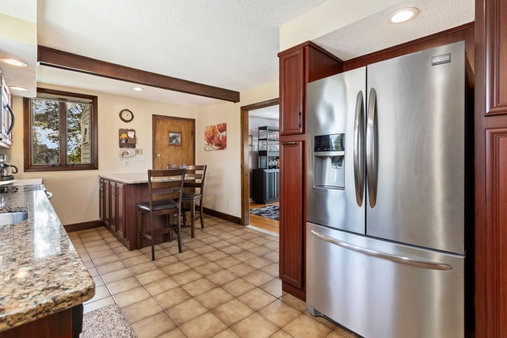 Interior, Kitchen, Recessed Lighting, Stainless Steel Appliances, Wooden Beams